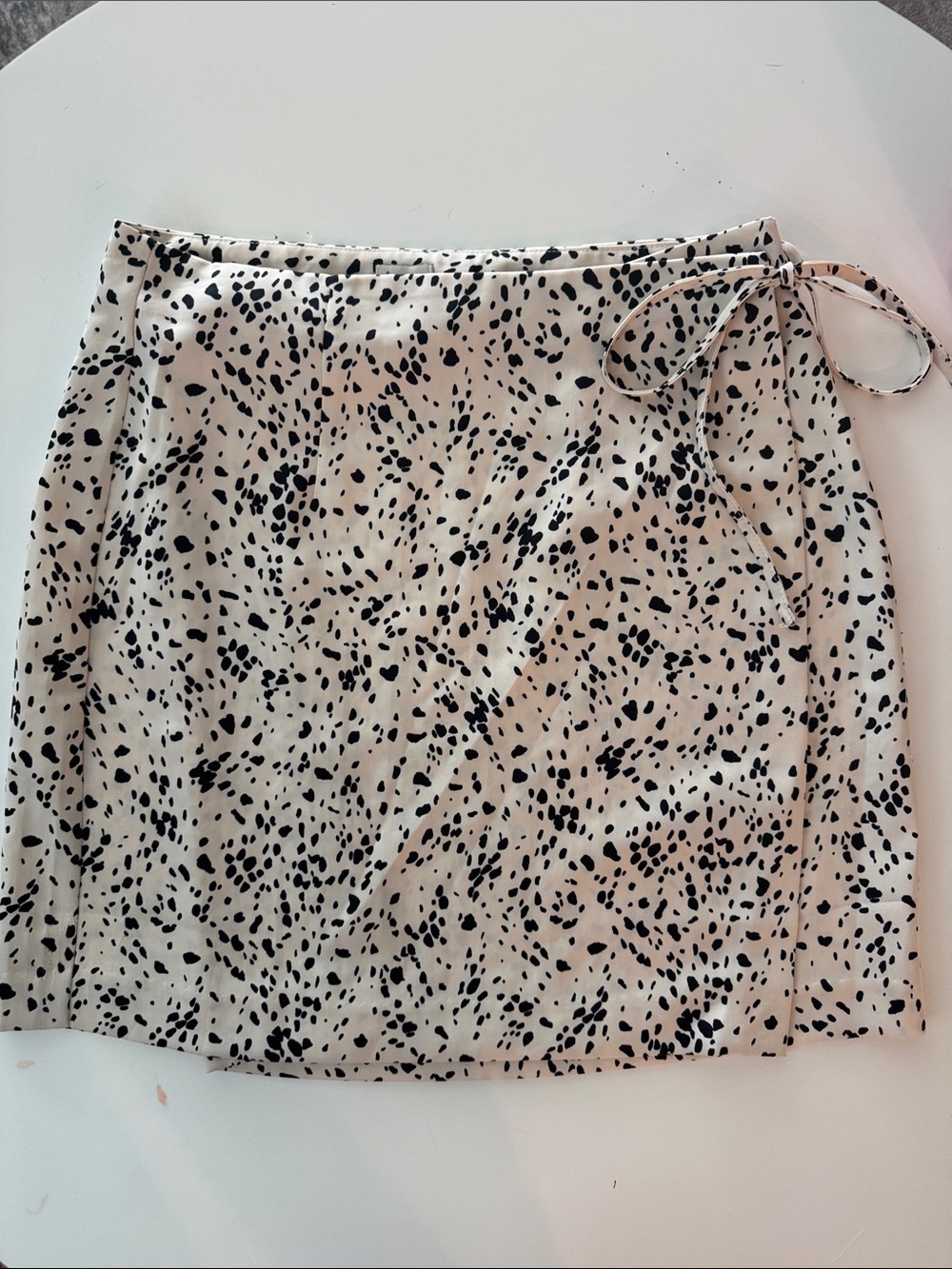 Black and Cream Animal Print Wrap Skirt